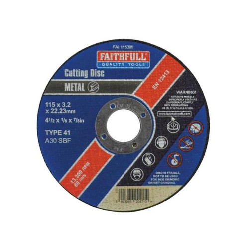 Faithfull Cut Off Disc For Metal 115 X 3.2 X 22mm