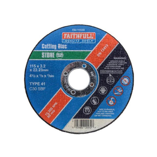 Faithfull Cut Off Disc For Stone 115 X 3.2 X 22mm
