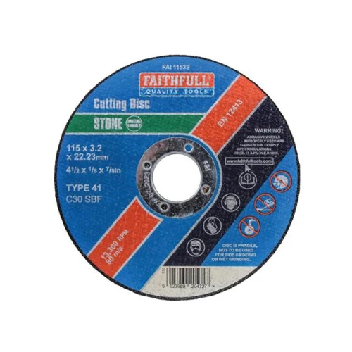 Faithfull Cut Off Disc For Stone 115 X 3.2 X 22mm