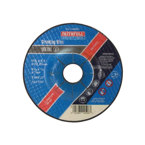 Faithfull Grinding Disc For Metal Depressed Centre 115 X 6.0mm X 22mm