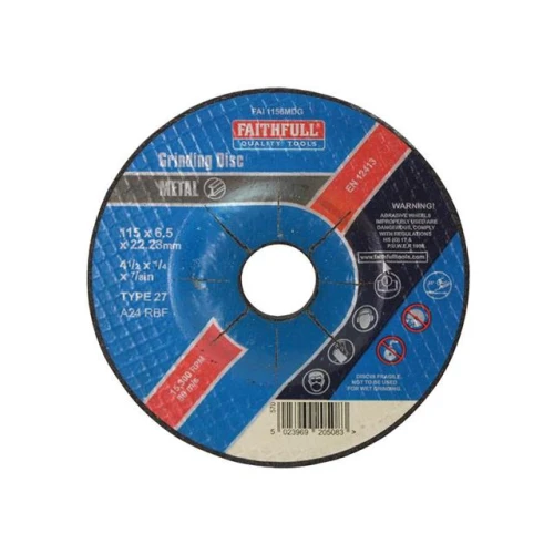 Faithfull Grinding Disc For Metal Depressed Centre 115 X 6.0mm X 22mm