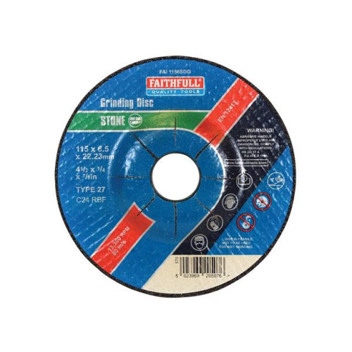 Faithfull Grinding Disc For Stone Depressed Centre 115 X 6.5mm X 22mm