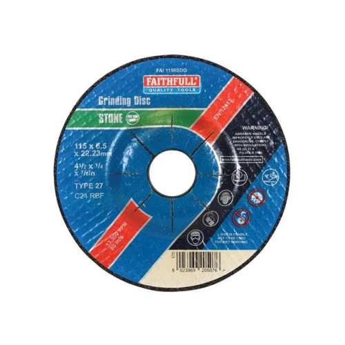 Faithfull Grinding Disc For Stone Depressed Centre 115 X 6.5mm X 22mm