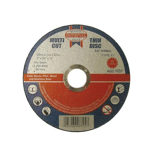 Faithfull Multi Cut Thin Cut Off Wheel 125mm X 1.0 X 22 Pack Of 10