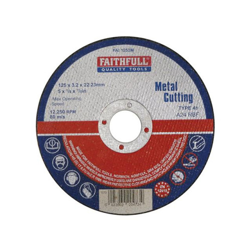 Faithfull Cut Off Disc For Metal 125 X 3.2 X 22mm