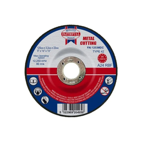 Faithfull Cut Off Disc For Metal Depressed Centre 125 X 3.2 X 22mm