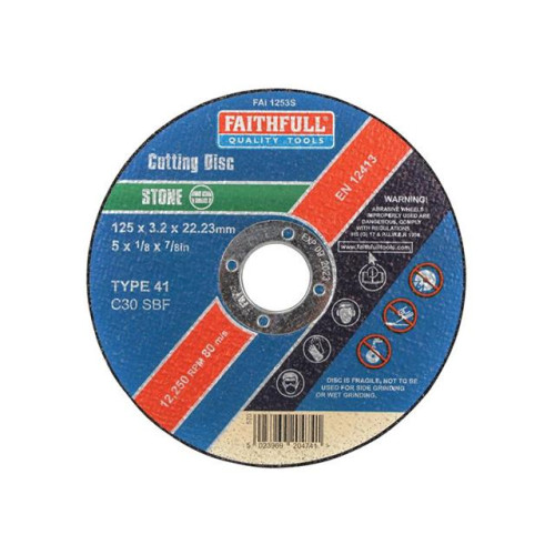 Faithfull Cut Off Disc For Stone 125 X 3.2 X 22mm