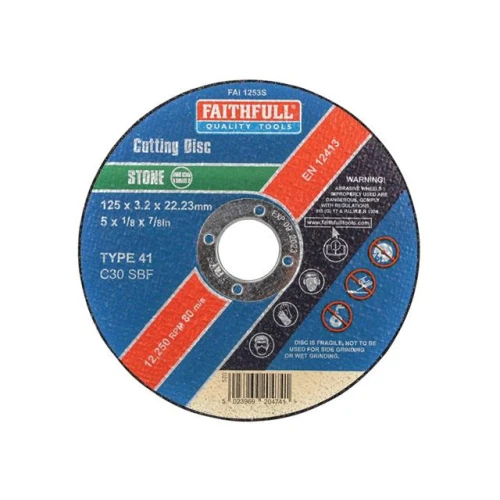 Faithfull Cut Off Disc For Stone 125 X 3.2 X 22mm