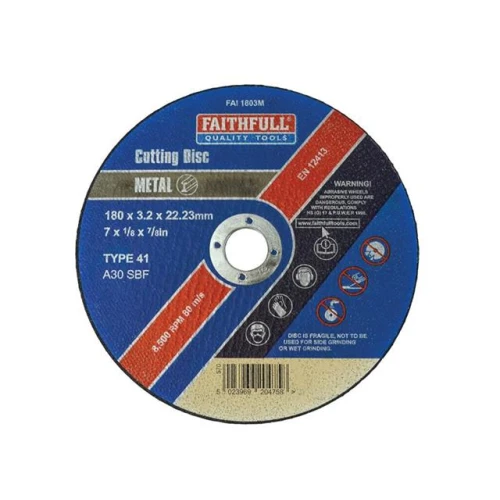 Faithfull Cut Off Disc For Metal 180 X 3.2 X 22mm