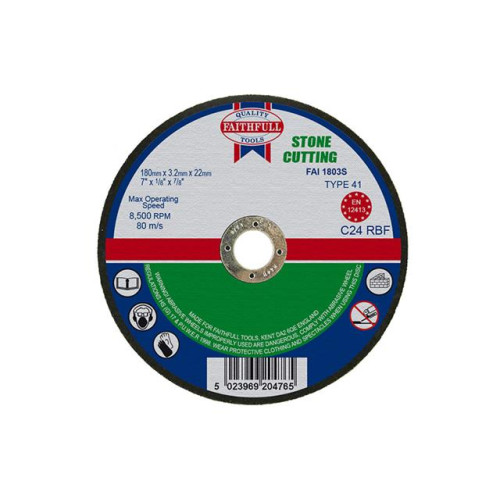 Faithfull Cut Off Disc For Stone 180 X 3.2 X 22mm