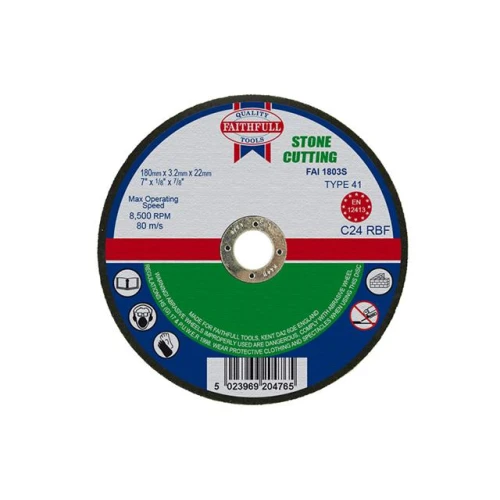 Faithfull Cut Off Disc For Stone 180 X 3.2 X 22mm