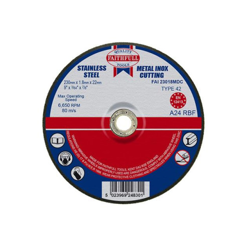 Faithfull Cut Off Disc For Metal Depressed Centre 230 X 1.8 X 22mm