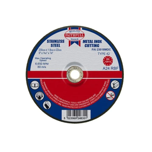 Faithfull Cut Off Disc For Metal Depressed Centre 230 X 1.8 X 22mm