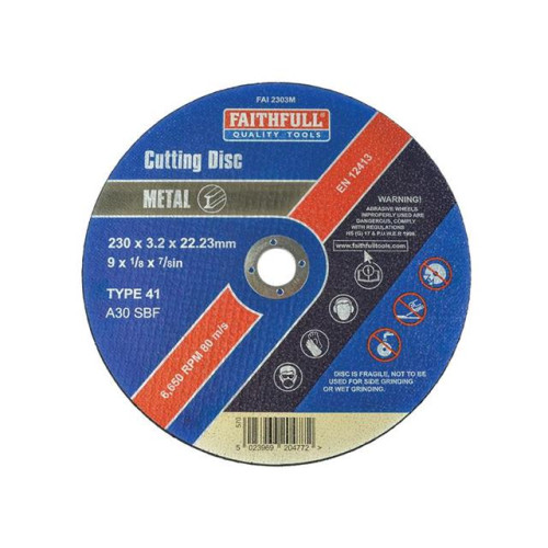 Faithfull Cut Off Disc For Metal 230 X 3.2 X 22mm