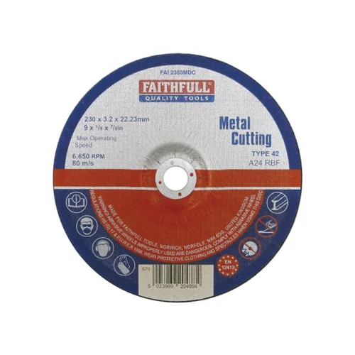 Faithfull Cut Off Disc For Metal Depressed Centre 230 X 3.2 X 22mm