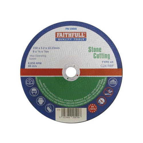 Faithfull Cut Off Disc For Stone 230 X 3.2 X 22mm