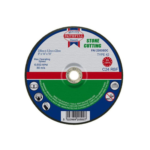 Faithfull Cut Off Disc For Stone Depressed Centre 230 X 3.2 X 22mm