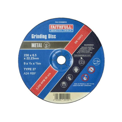 Faithfull Grinding Disc For Metal Depressed Centre 230 X 6.5 X 22mm