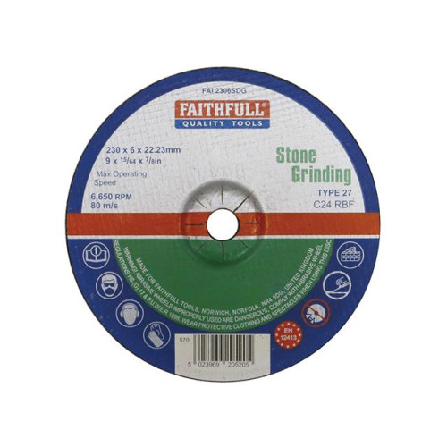 Faithfull Grinding Disc For Stone Depressed Centre 230 X 6.5 X 22mm