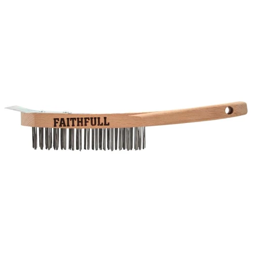 Faithfull Lightweight Scratch Brush with Scraper, Four Row