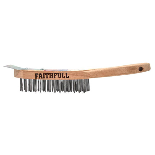 Faithfull Heavy-Duty Scratch Brush with Scraper - 4 Row