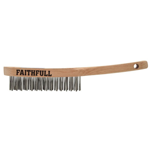 Faithfull Heavy-Duty Stainless Steel Scratch Brush, 3 Row