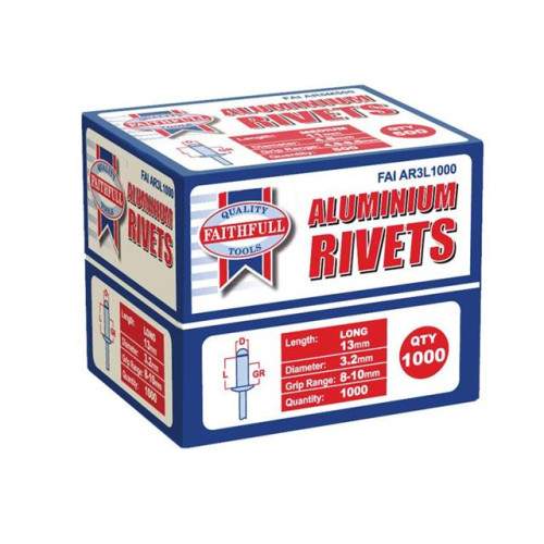 Faithfull Aluminium Rivets 3mm Long Bulk Pack of 1000
