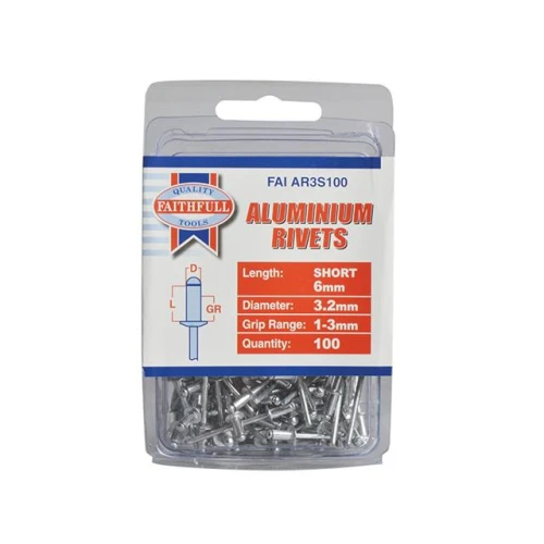 Faithfull Aluminium Rivets 3mm Short Pre-Pack of 100