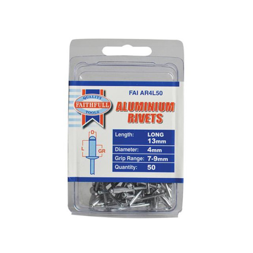 Faithfull Aluminium Rivets 4mm Long Pre-Pack of 50