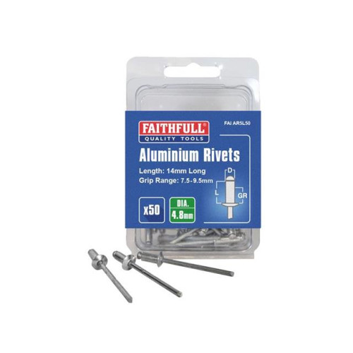 Faithfull Aluminium Rivets 5mm Long Pre-Pack of 50