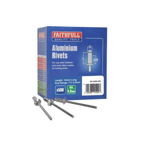 Faithfull Aluminium Rivets 5mm Long Bulk Pack of 500