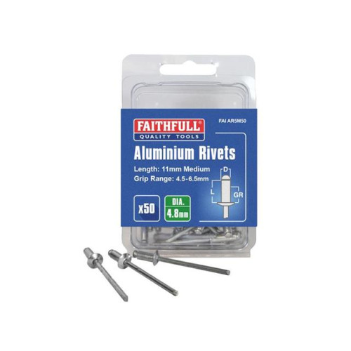 Faithfull Aluminium Rivets 5mm Medium Pre-Pack of 50