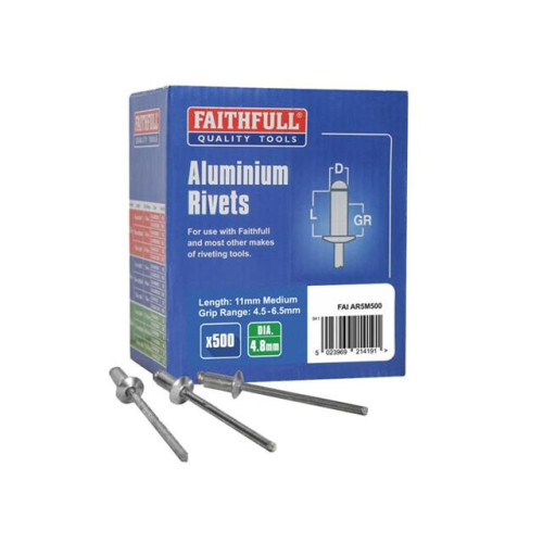 Faithfull Aluminium Rivets 5mm Medium Bulk Pack of 500