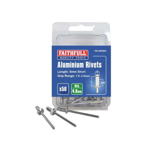 Faithfull Aluminium Rivets 5mm Short Pre-Pack of 50