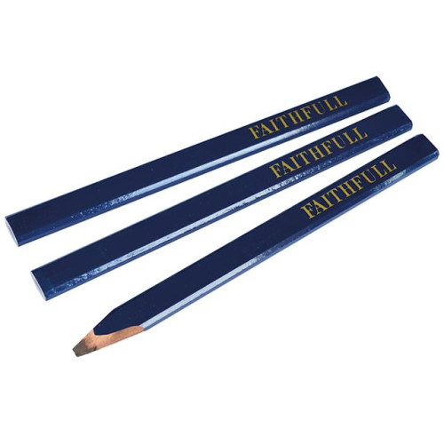 Faithfull Carpenters Pencils - Blue / Soft (Pack of 3)