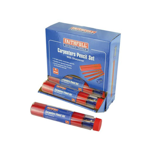 Faithfull Carpenters Pencils Red (12 x Tubes of 12 + Sharpener)