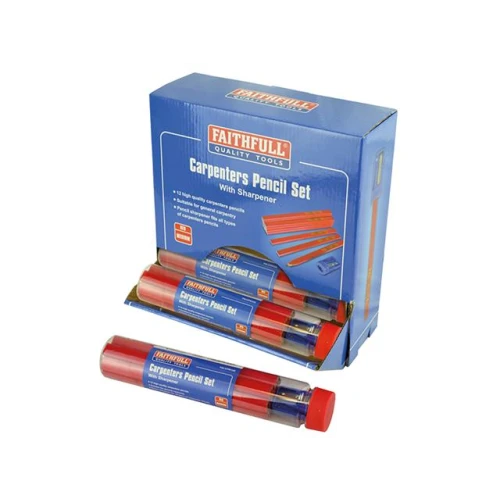 Faithfull Carpenters Pencils Red (12 x Tubes of 12 + Sharpener)
