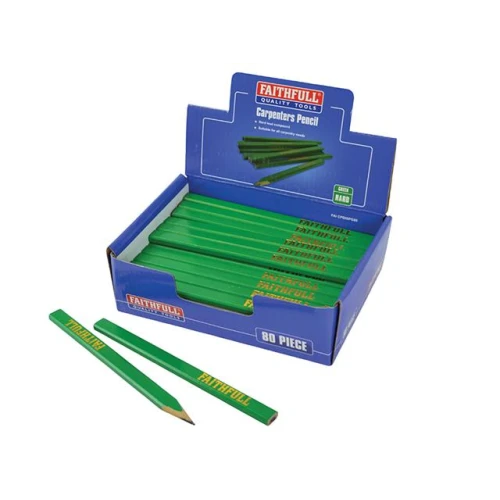Faithfull Carpenter's Pencils Display - Green / Hard (80)