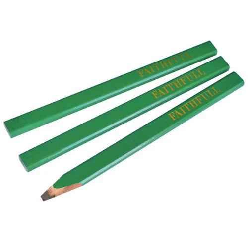 Faithfull Carpenters Pencils - Green / Hard (Pack of 3)