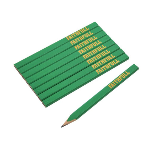 Faithfull FSC Carpenter's Pencils - Green / Hard (Pack 10)