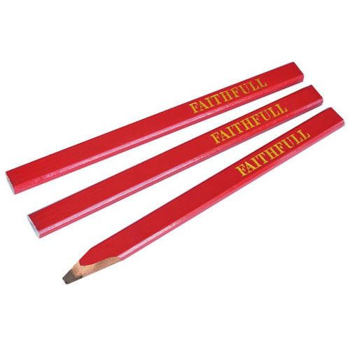Faithfull Carpenters Pencils - Red / Medium (Pack of 3)