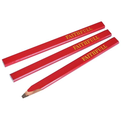 Faithfull Carpenters Pencils - Red / Medium (Pack of 3)