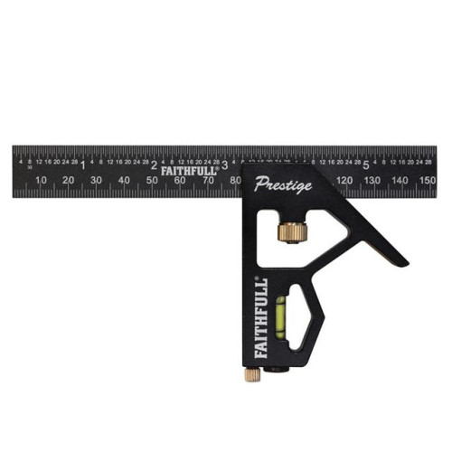 Faithfull Prestige Combination Square Black Aluminium 150mm (6in)
