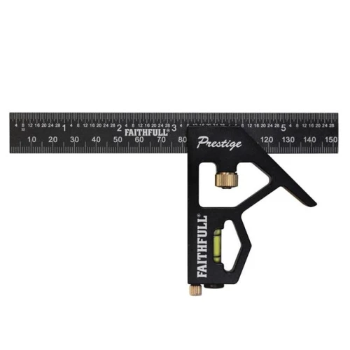 Faithfull Prestige Combination Square Black Aluminium 150mm (6in)