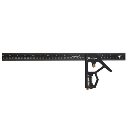 Faithfull Prestige Combination Square Black Aluminium 400mm (16in)