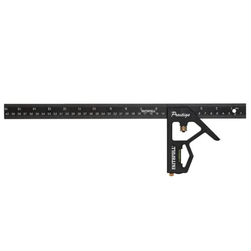 Faithfull Prestige Combination Square Black Aluminium 400mm (16in)