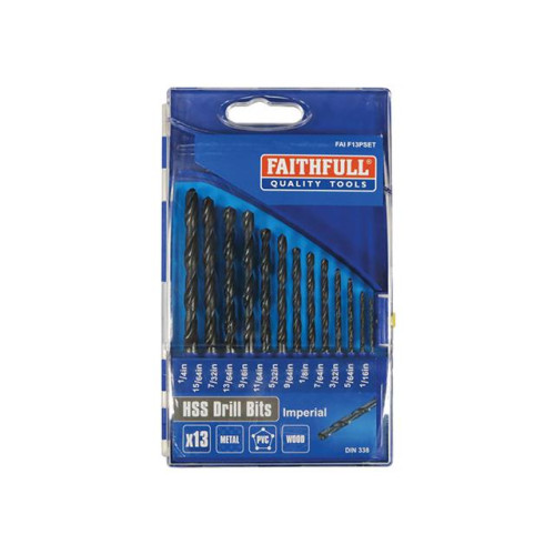 Faithfull HSS Drill Bit Set 13 Piece 1/16-1/4 x 1/64
