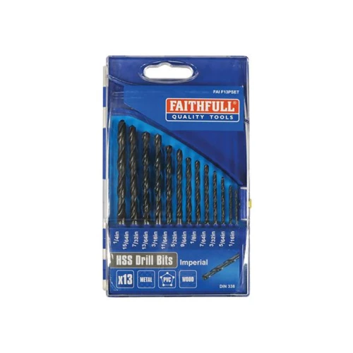 Faithfull HSS Drill Bit Set 13 Piece 1/16-1/4 x 1/64