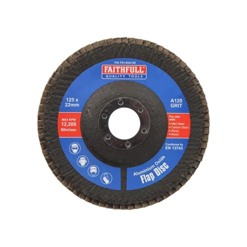 Faithfull Aluminium Oxide Flap Disc 125 x 22mm 120 Grit