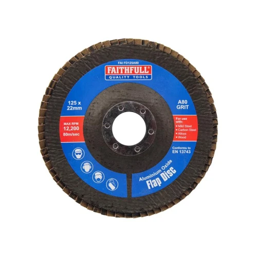 Faithfull Aluminium Oxide Flap Disc 125 x 22mm 80 Grit